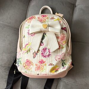 Floral Cream Backpack with Bow